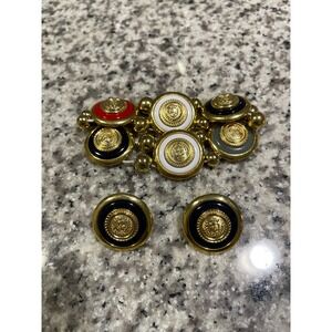 Vintage Liz Claiborne Bracelet & Earring Set Gold Tone Red White Black Gray